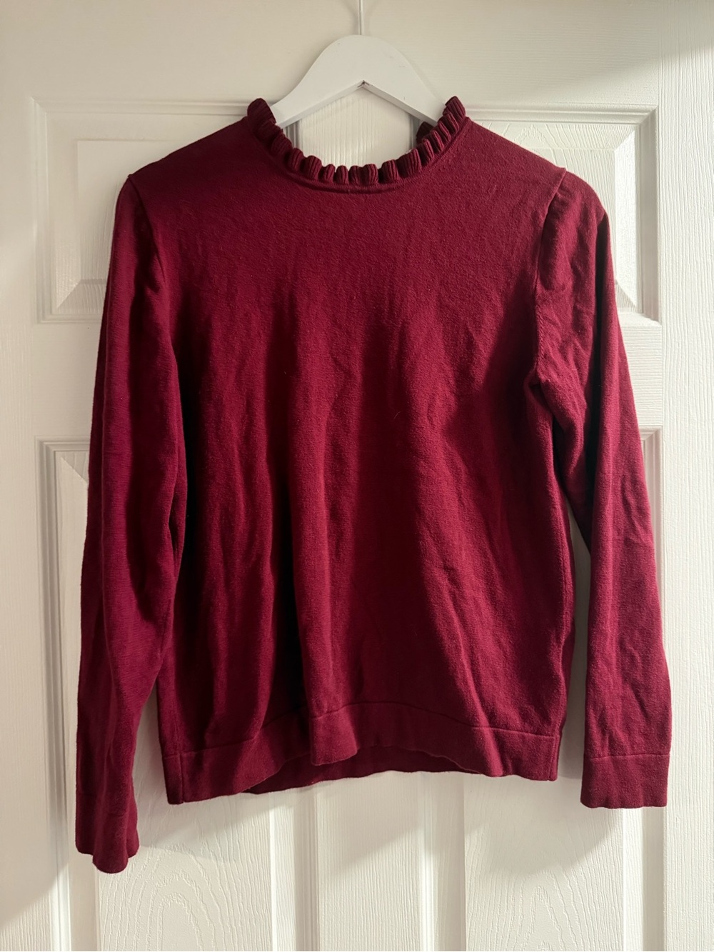 J. Crew Ruffle Neck Long-Sleeve Sweater - Burgundy/dark red